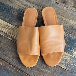 Vince Tan Leather Slide Mules - Women's Slip-On
